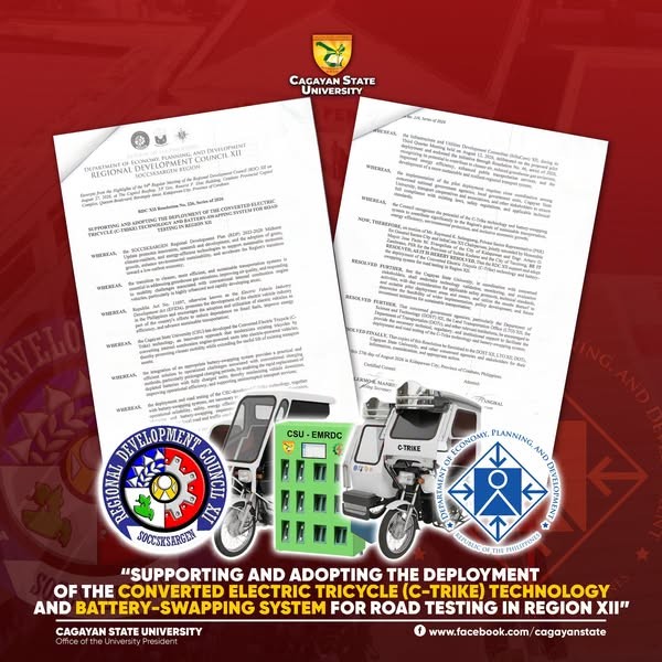 #CSUINFOCUS || REGIONAL DEVELOPMENT COUNCIL DC XII BACKS CSU C-TRIKE AS SUSTAINABLE TRANSPORT OPTION FOR SOCCSKSARGEN